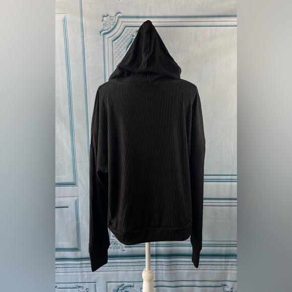 Bebe Size:2X Women Set  ALLOVER Rib Hoodie/ ALLOVER Rib Hoodie Jogger Black - Picture 8 of 15